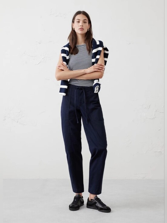 Banana Republic Pants - Banana Republic Mid Rise Tapered Chino Navy Blue Pants Size Small NWT Drawstring